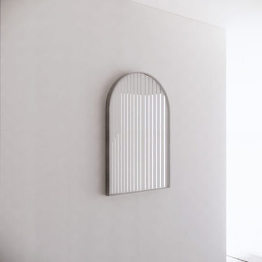 ABS Riva | 900x600mm Brushed Nickel Framed Arch Mirror Wall Mounted