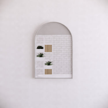 ABS Riva | 900x600mm Brushed Nickel Framed Arch Mirror Wall Mounted