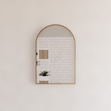 ABS Riva | 900x600mm Brushed Gold Framed Arch Mirror Wall Mounted