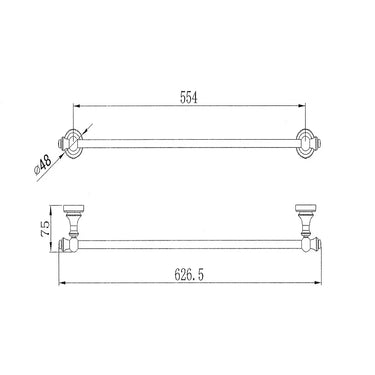 Medoc | Montpellier 600mm Brushed Bronze Traditional Single Towel Rail