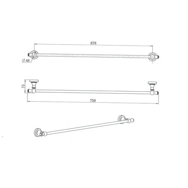 Medoc | Montpellier 750mm Chrome Traditional Single Towel Rail