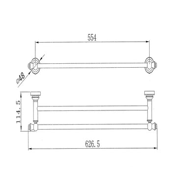 Medoc | Montpellier 600mm Brushed Bronze Traditional Double Towel Rail