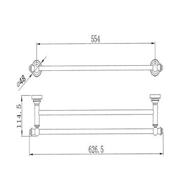 Medoc | Montpellier 600mm Chrome Traditional Double Towel Rail