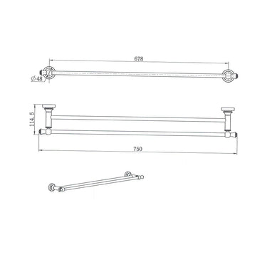 Medoc | Montpellier 750mm Chrome Traditional Double Towel Rail
