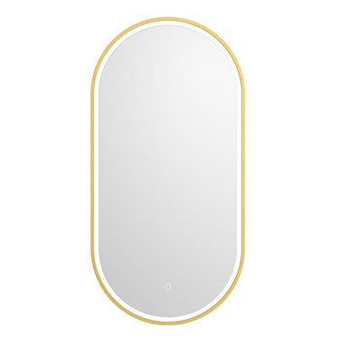 Metro | Oval Brushed Gold Framed LED Mirror - Three Light Temperatures - Acqua Bathrooms
