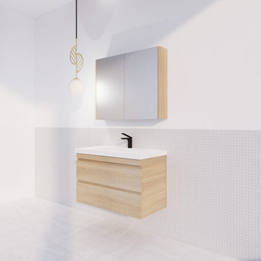 Forest Oak | 900mm Double Draw Wall Hung Vanity
