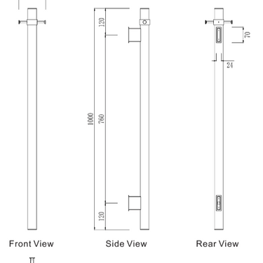 Mirage | Matte Black Vertical Heated Towel Rail