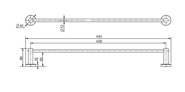 Mirage | Gun Metal Single Towel Rail 600mm