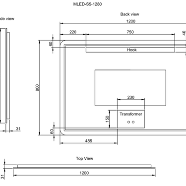ABS Riva | 1200x800 Rectangular LED Mirror