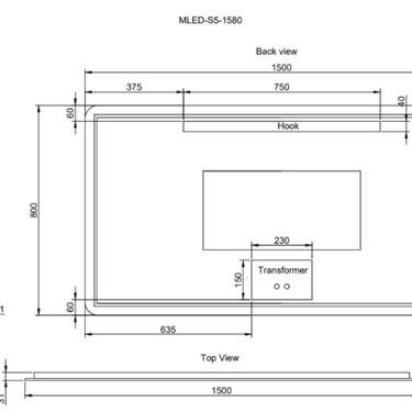 ABS Riva | 1500x800 Rectangular LED Mirror