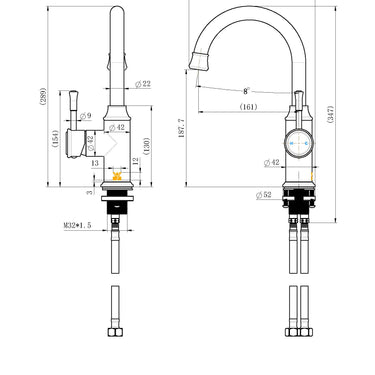 Brushed Nickel Montpellier Gooseneck High Rise Basin Mixer