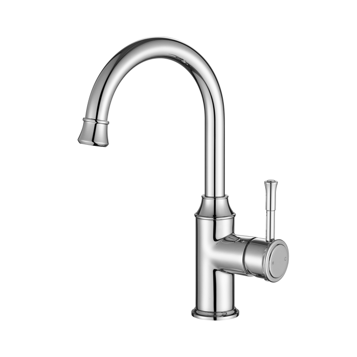 Chrome Montpellier Gooseneck High Rise Basin Mixer