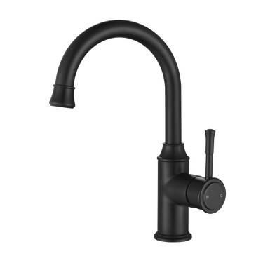 Matte Black Montpellier Gooseneck High Rise Basin Mixer