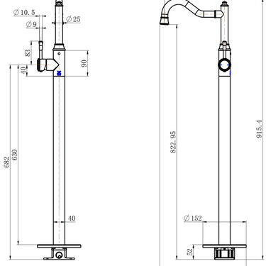 Montpellier | Brushed Nickel Freestanding Bath Mixer