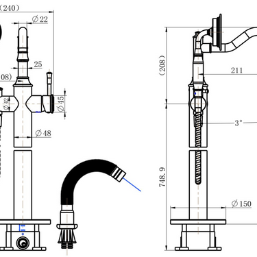 Montpellier | Brushed Nickel Freestanding Bath Mixer with Hand Shower