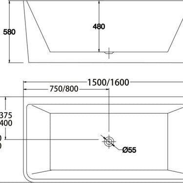 Mandy | 1600 Back to Wall Freestanding Bath Tub