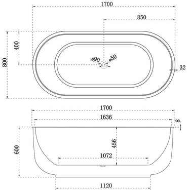 Mayfair | Classic 1700mm Provincial Freestanding Bathtub Gloss White