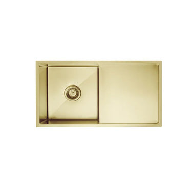 Meir | Brushed Bronze Gold Lavello Single Bowl & Drainboard Kitchen Sink- PVD