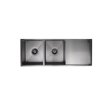 Meir | Gunmetal Black Lavello Kitchen Sink Double Bowl & Drainboard 1160 x 440 - PVD