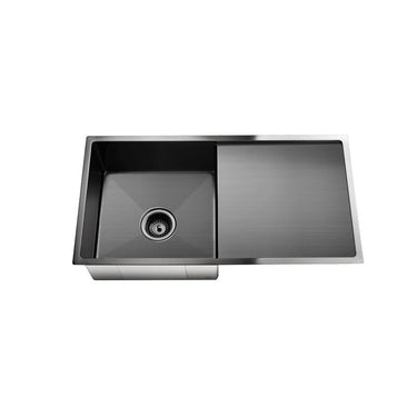 Meir | Gunmetal Black Lavello Single Bowl & Drainboard Kitchen Sink- PVD
