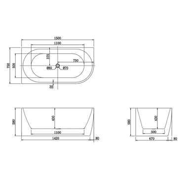 Gina 1500 Left Corner Fit Matte White Freestanding Bath Tub - Acqua Bathrooms