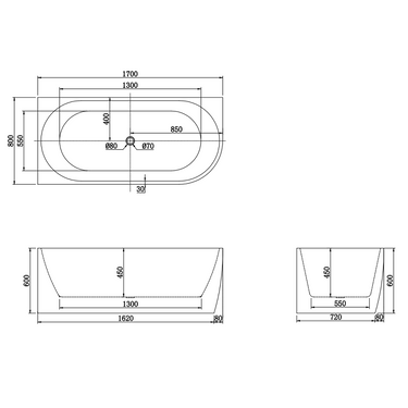 Gina 1700 Left Corner Fit Gloss White Freestanding Bath Tub - Acqua Bathrooms