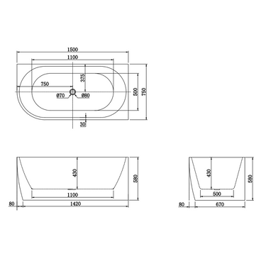 Gina 1500 Right Corner Fit Matte White Freestanding Bath Tub - Acqua Bathrooms