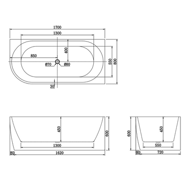 Gina 1700 Right Corner Fit Gloss White Freestanding Bath Tub - Acqua Bathrooms