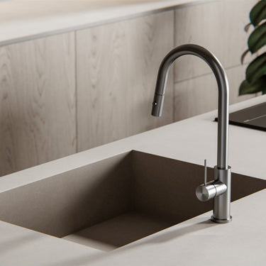 Mecca | Gun Metal Pull out sink mixer with vegie spray function