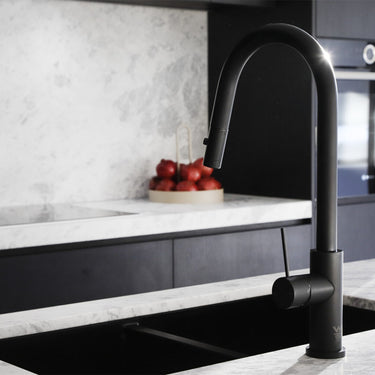 Mecca | Matte Black Pull out sink mixer with vegie spray function