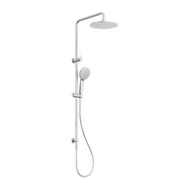Round Brushed Nickel Twin Shower Set