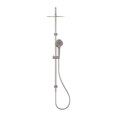 Round Brushed Nickel Twin Shower Set