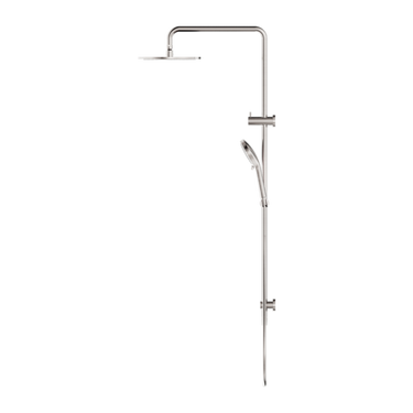 Round Brushed Nickel Twin Shower Set