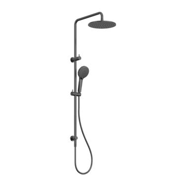 Round Gun Metal Twin Shower Set