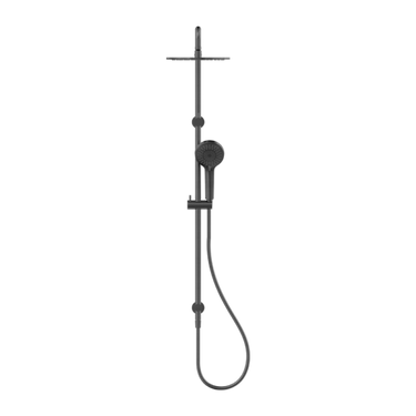 Round Gun Metal Twin Shower Set