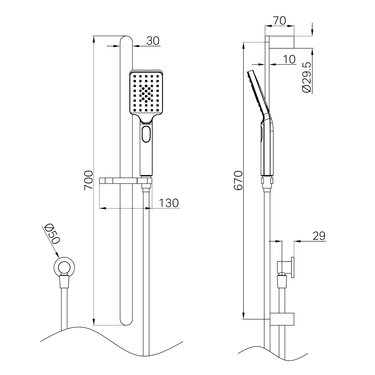 Bianca Shower Rail Gun Metal