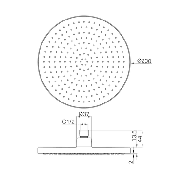 230mm Air Shower Head Brushed Gold