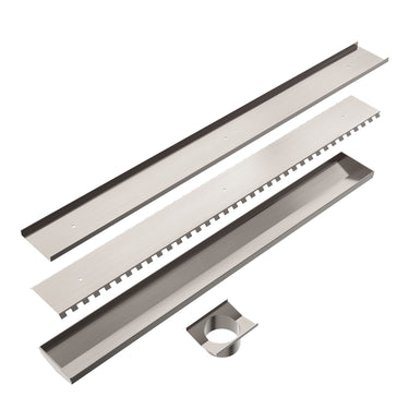 900mm | Brushed Nickel Tile Insert V Channel Floor Grate 89MM Outlet With Hole Saw