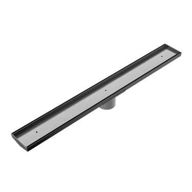900mm | Gun Metal Tile Insert V Channel Floor Grate 89MM Outlet With Hole Saw