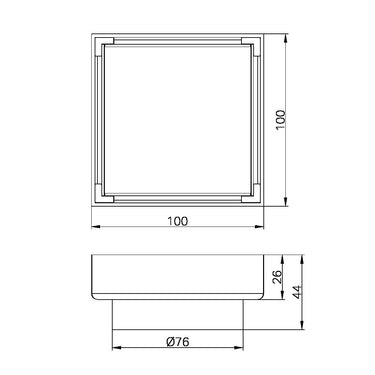 100MM | Square Tile Insert Floor Waste 80mm Outlet Brushed Gold
