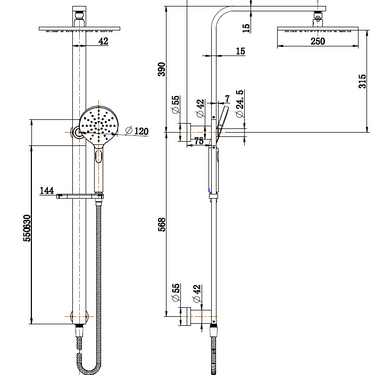 Nova | Gun Metal Shower Column Set