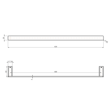 Nova | Matte Black Single Towel Rail 600mm