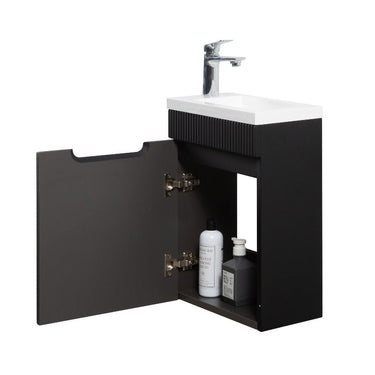 Indulge | Odessa 400 Fluted Matte Black Wall Hung Vanity - Acqua Bathrooms