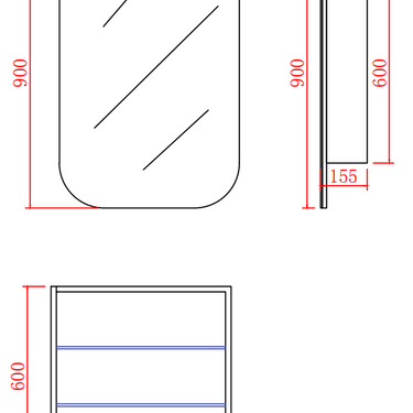 Lukka | Allison Matte White Shaving Cabinet 600x900