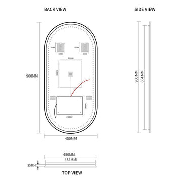 Indulge | Oval Pill Touchless Back-Lit Matte Black LED Mirror - Three Light Temperatures - Acqua Bathrooms