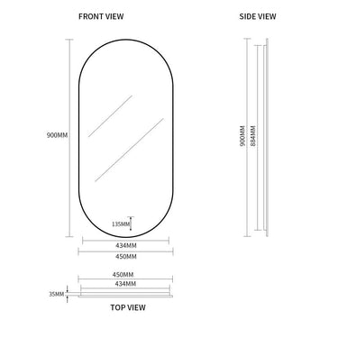 Indulge | Oval Pill Touchless Back-Lit Matte Black LED Mirror - Three Light Temperatures - Acqua Bathrooms