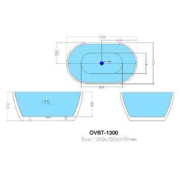 Olivia 1300 Round Freestanding Bath Tub - Acqua Bathrooms