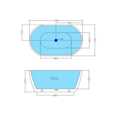 Olivia 1400 Oval Freestanding Bath Tub - Acqua Bathrooms