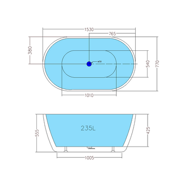 Olivia 1530 Oval Freestanding Bath Tub - Acqua Bathrooms