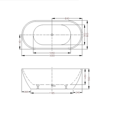 Olivia Matte White 1700 Round Freestanding Bathtub - Acqua Bathrooms